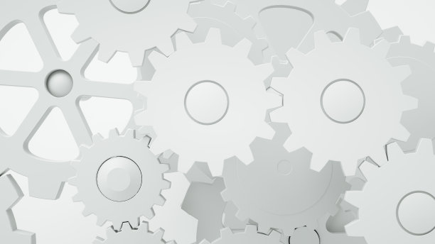 白色背景上的齿轮，最小的团队合作概念图片下载