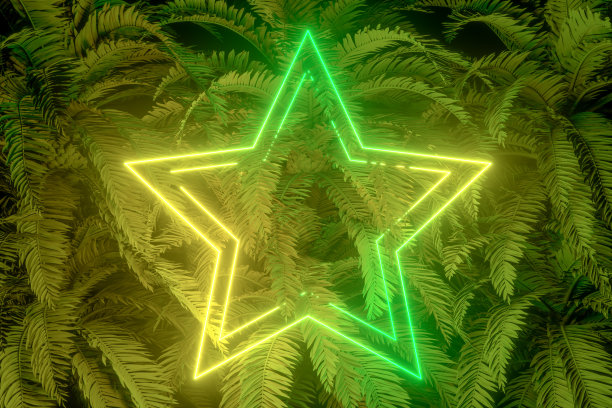 3d空框架与霓虹灯和棕榈树的背景，夏季概念图片下载