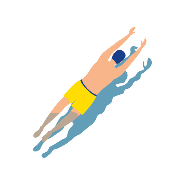 英俊的人在泳衣里游泳，孤立在白色的背景上。快乐的人漂浮在大海，度假泳池或海洋图片下载