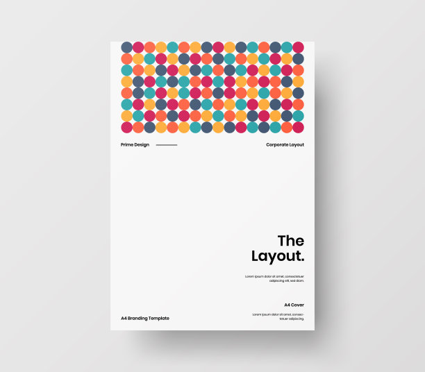 惊人的业务表示向量A4垂直方向的首页模拟。现代企业报表封面抽象几何插图设计布局。公司身份手册模板。图片下载