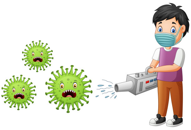 卡通男孩消灭了病毒素材图片