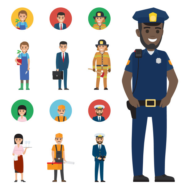 专业人卡通人物图标集图片下载