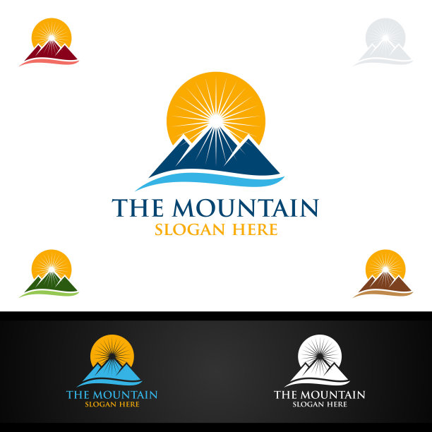 山脉符号设计，自然运动，探险或摄影的概念图片下载