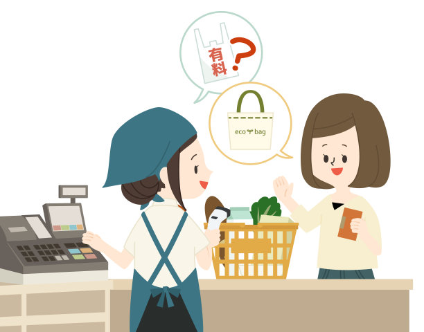 女人在超市选择环保袋而不是付费购物袋图片下载