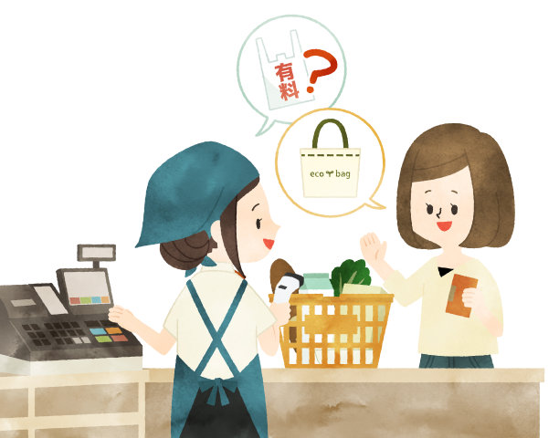 女人在超市选择环保袋而不是付费购物袋图片下载