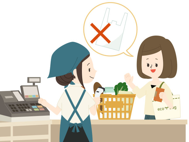 在超市拒绝使用塑料购物袋的妇女图片下载