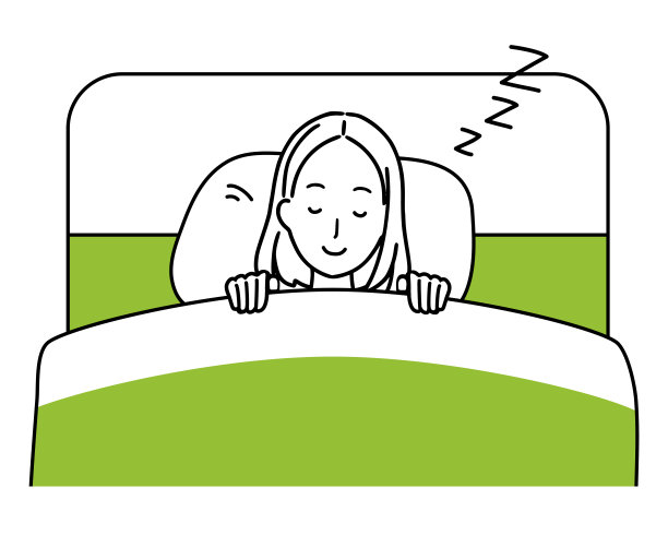 一个女人睡在床上的插图。图片下载