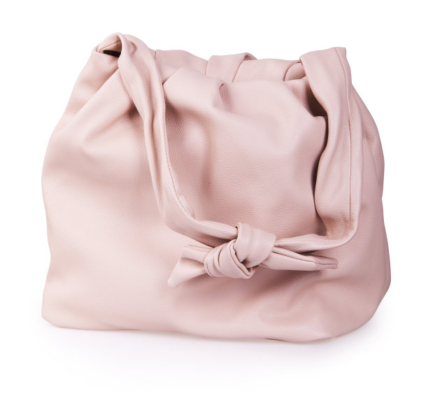 粉色皮革手袋孤立在白色素材图片