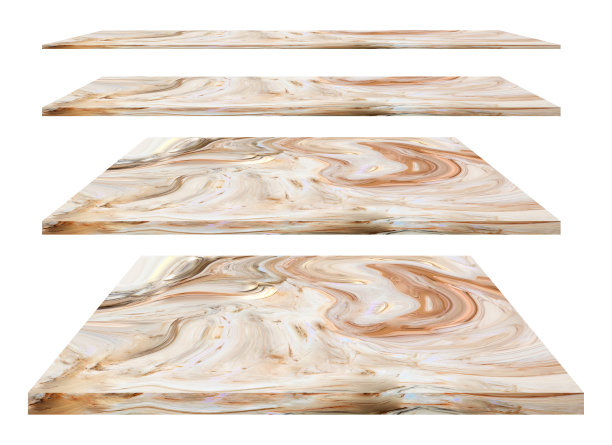 孤立的收藏空顶透视豪华棕色花岗岩大理石货架上的白色背景，用于显示产品广告。剪切路径。图片下载