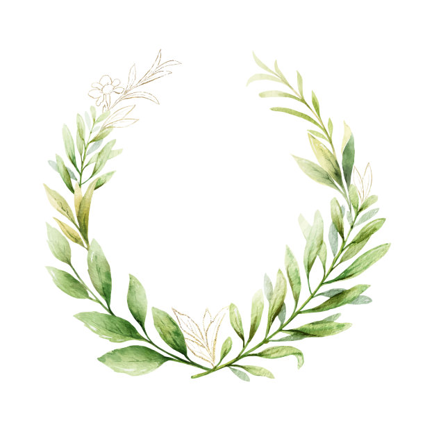 水彩向量花环粉红色的花和杏仁叶。鲜花手绘插图贺卡，婚礼邀请，剪贴簿，海报和更多。素材图片