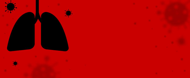 红色背景为带冠状病毒细胞(mers-n cov)的人类肺部，带有COVID-19概念的拷贝空间图片下载