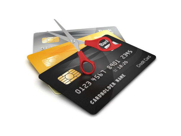 信用卡与剪刀- 3D渲染图片下载