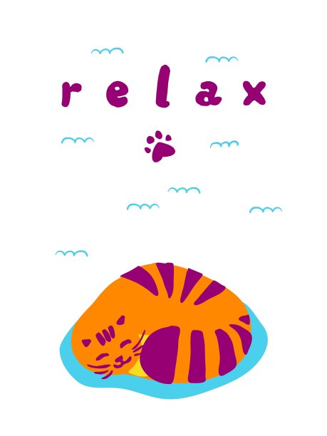 可爱的橙色有趣的睡觉的猫彩色插图。贺卡，海报，横幅，贴纸，t恤，网页，传单，邀请函，宣传册。向量图片下载