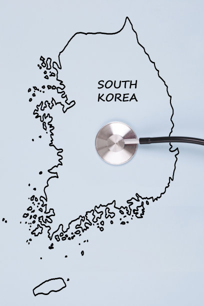 带听诊器的韩国地图图片下载