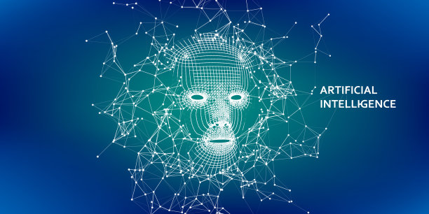 人工智能。人工智能的概念。三维线框的头。抽象的网格人脸。矢量插图。图片下载