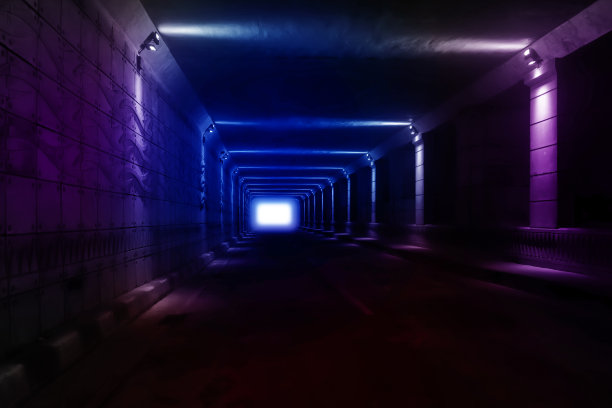 灯光在夜晚作为一个抽象的背景运动。图片下载