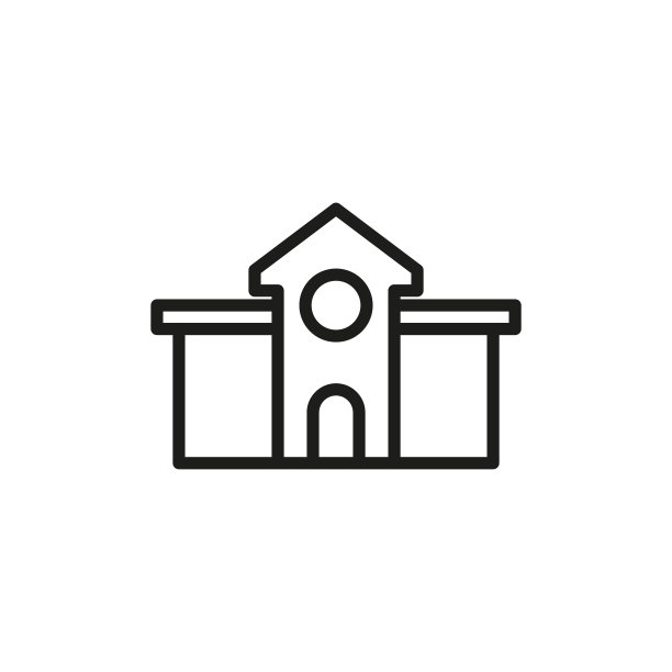 简单的学校建筑线条图标。图片下载
