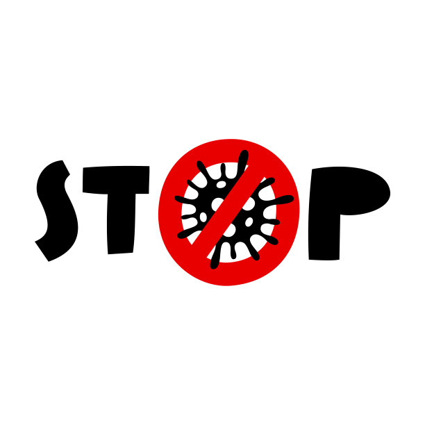 停止冠状病毒。图标与红色禁止标志。没有感染的概念。病毒Covid-19。矢量插图。图片下载