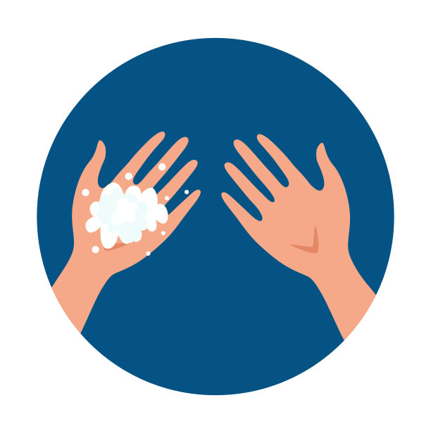 用正确的肥皂和水洗手卡通矢量插图。平面医疗卫生个人皮肤清洁程序缤纷概念。病毒防护步骤设计模板图片下载