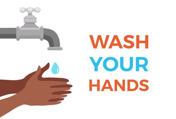 用正确的肥皂和水洗手卡通矢量插图。平面医疗卫生个人皮肤清洁程序缤纷概念。病毒防护步骤设计模板图片下载