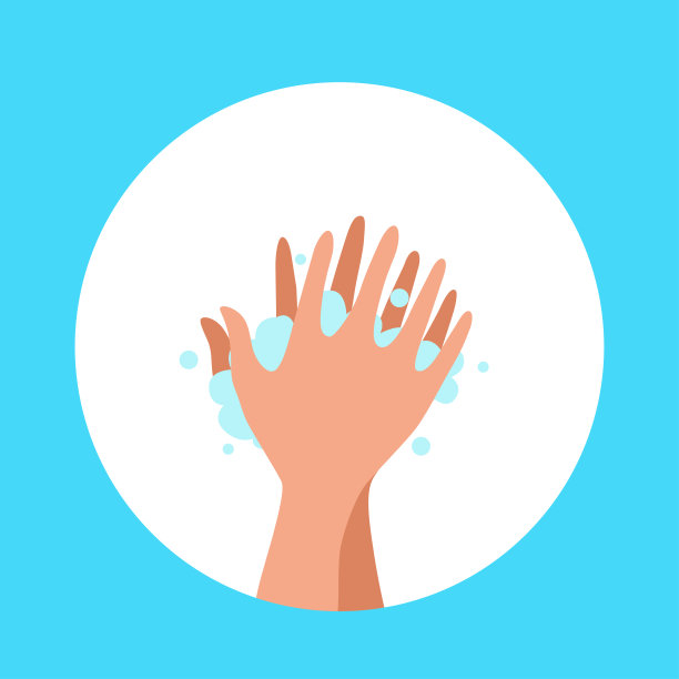 用正确的肥皂和水洗手卡通矢量插图。平面医疗卫生个人皮肤清洁程序缤纷概念。病毒防护步骤设计模板图片下载