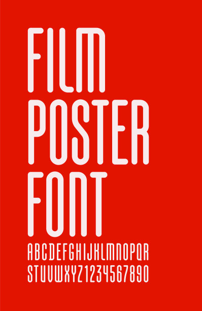 浓缩字体，时髦的高字母无衬线，现代白色拉丁字母和阿拉伯数字，为您的设计:标志，电影横幅，电影海报和更多，矢量插图10EPS图片下载