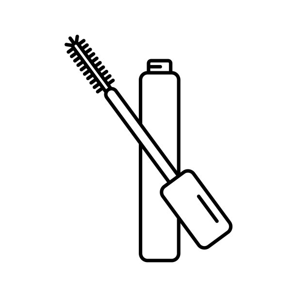 打开睫毛膏管图标。线性标志图片下载