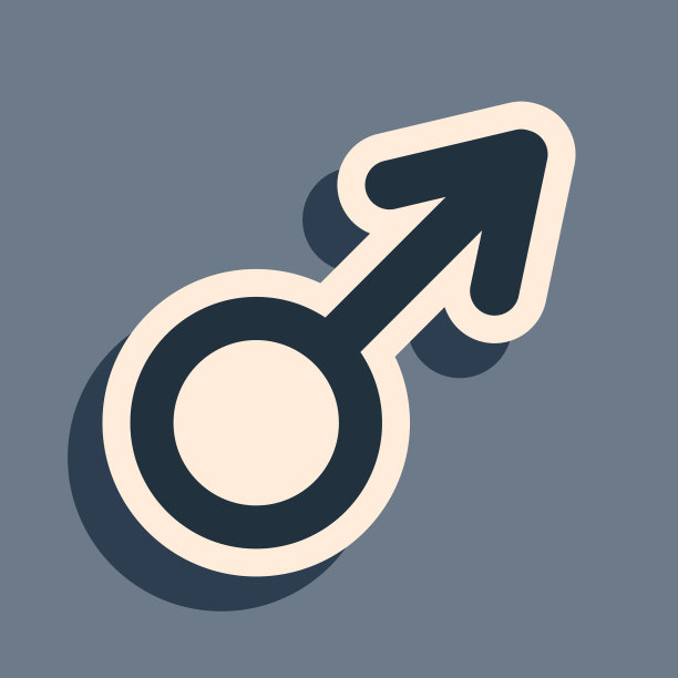 黑人男性标志图标孤立在灰色背景。长长的阴影风格。矢量图图片下载