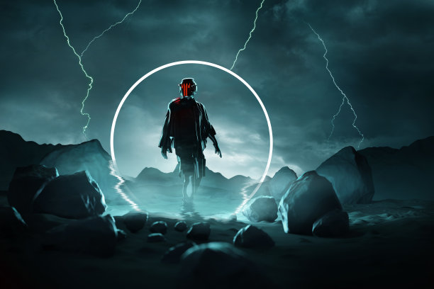 未来派宇航员到达一个充满敌意的星球图片下载