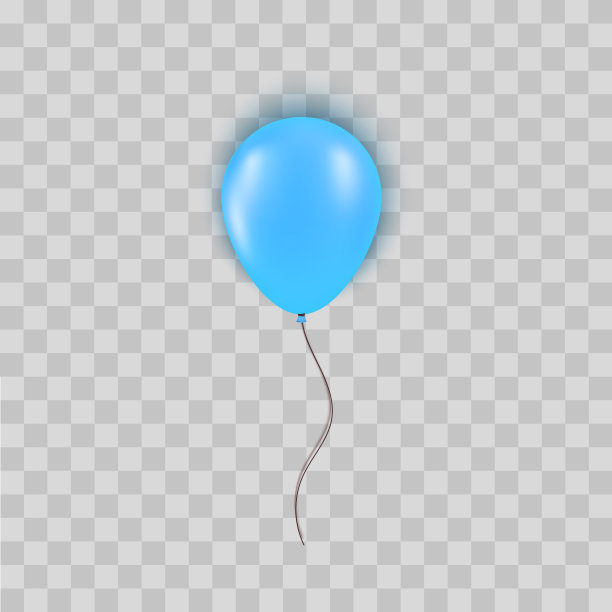真实的蓝色气球隔离在透明的背景。设计元素为生日派对，盛大开业或大减价贺卡的概念。矢量插图。图片下载