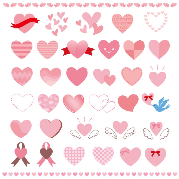 可爱的手画心形图标集图片下载