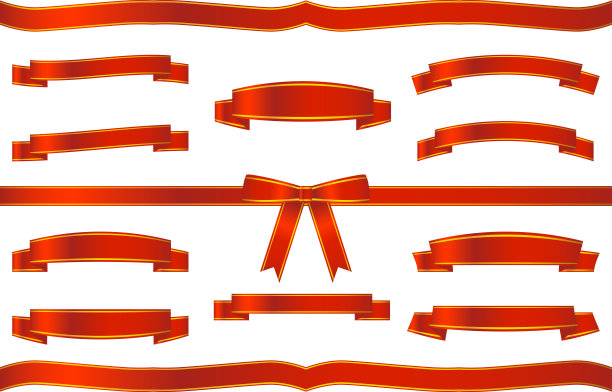 红色丝带装饰的插图图片下载
