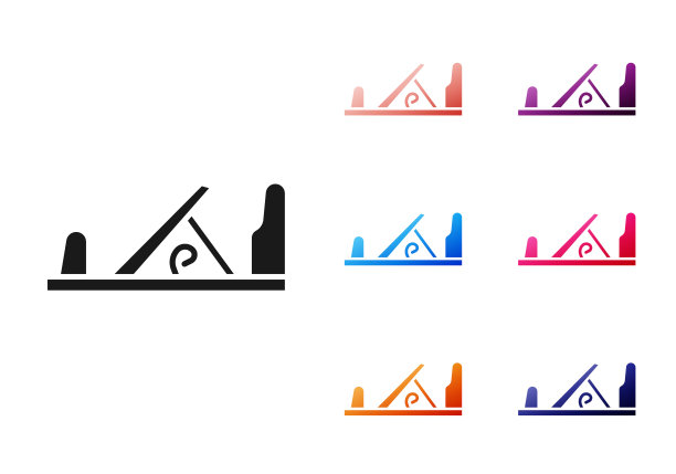 黑色木材平面工具木工手工制作的图标孤立在白色背景。长刨。设置图标丰富多彩。矢量图图片下载