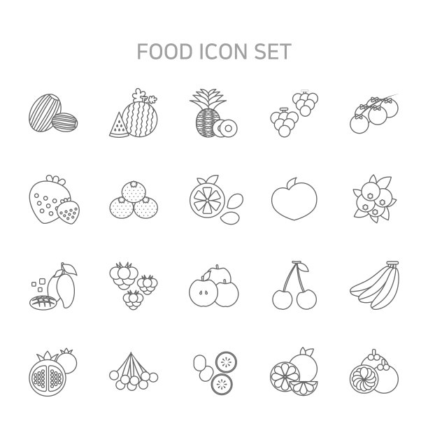线条插图的水果图标图片下载