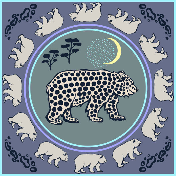 矢量背景手绘涂鸦熊。手绘墨水插图。现代装饰装饰背景。矢量模式。印刷纺织品，布料，墙纸，剪贴簿图片下载