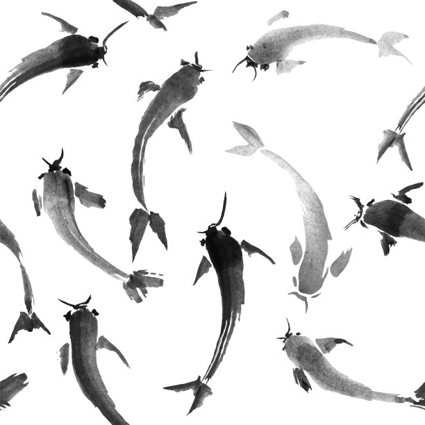 日本鲤鱼水彩图片下载