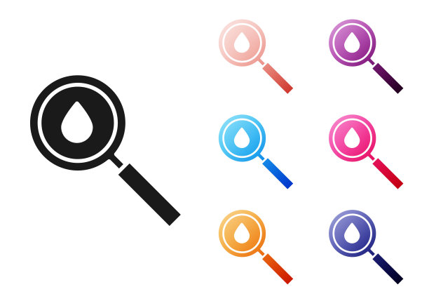 黑色的油滴图标孤立在白色的背景。地质勘探、地质研究。设置图标丰富多彩。矢量图图片下载