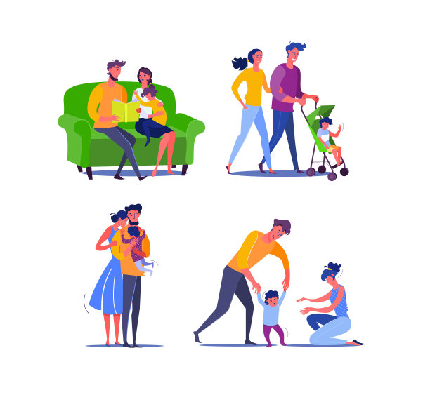 一个幸福的家庭和一个孩子图片下载