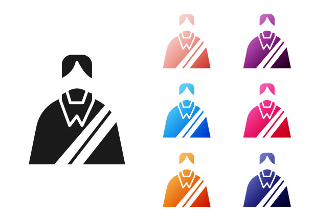 黑色耶稣基督图标孤立在白色背景。设置图标丰富多彩。矢量图图片下载