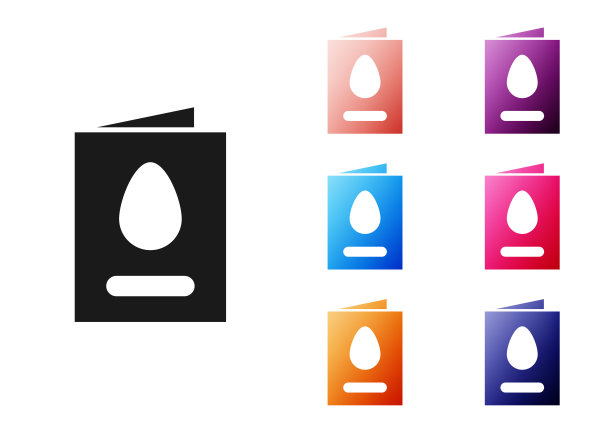 黑色贺卡与快乐复活节图标孤立在白色背景。庆祝海报模板的邀请或贺卡。设置图标丰富多彩。矢量图图片下载