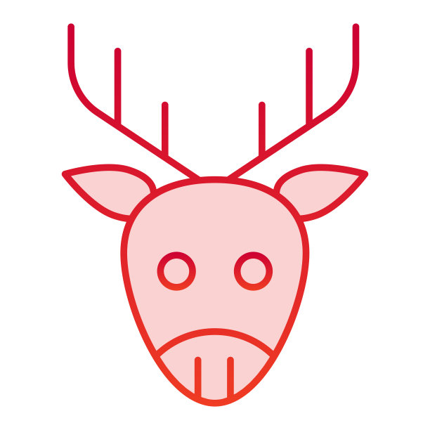 鹿头的颜色图标。森林角动物的脸符号，渐变风格的象形文字上的白色背景。圣诞节节日项目标志的移动概念和网页设计。矢量图形。图片下载