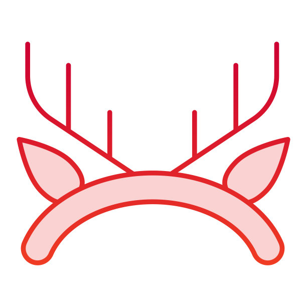 鹿角颜色图标。毛圈，角驯鹿的鹿角符号，渐变风格的象形图上的白色背景。圣诞节或节日标志的移动概念和网页设计。矢量图形。图片下载