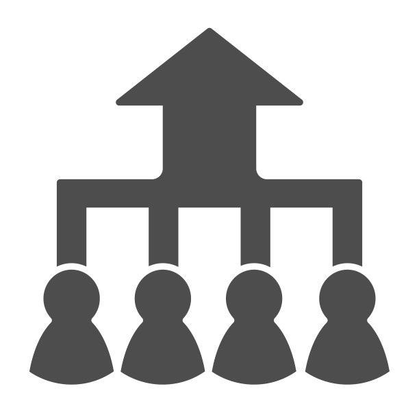 事业组成长坚实的图标。层次或流程图，向上箭头和团队符号，字形风格的象形图在白色的背景。团队合作标志移动概念，网页设计。矢量图形。图片下载