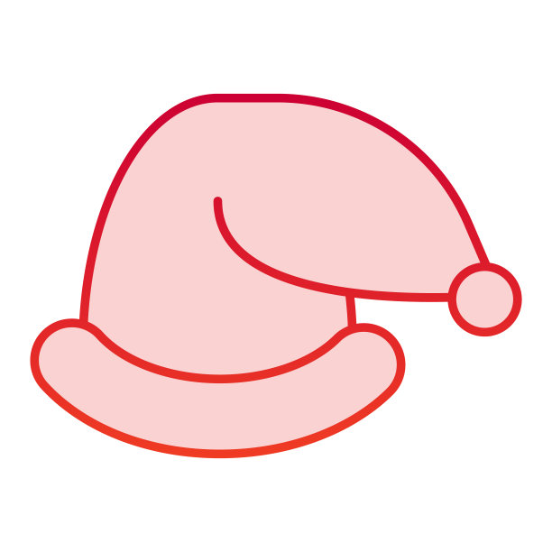 圣诞老人帽子的颜色图标。锥形毛皮帽符号，渐变风格象形图上的白色背景。圣诞假日标志的移动概念和网页设计。矢量图形。图片下载