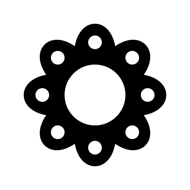 洋甘菊平面矢量黑色图标孤立在白色背景卡通风格图片下载