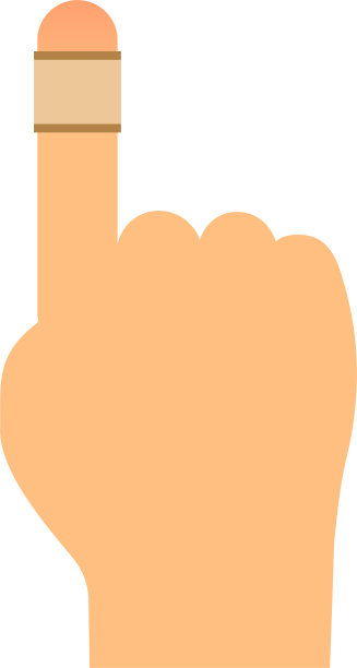 在右手食指上粘贴绷带。图片下载