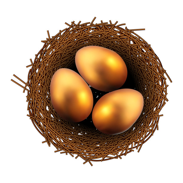 柳条窝里的复活节彩蛋。高详细的现实插图。图片下载