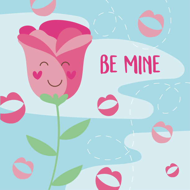 情人节卡片与玫瑰卡哇伊图片下载