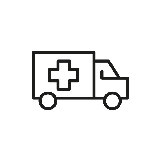 简约救护车线条图标图片下载