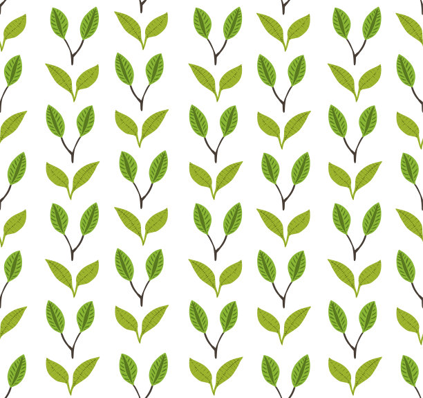 可爱的新鲜绿色手绘叶图案图片下载